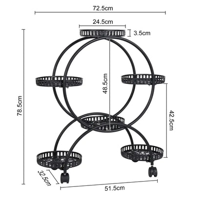 Modern black and red tiered plant stand shelf for living room