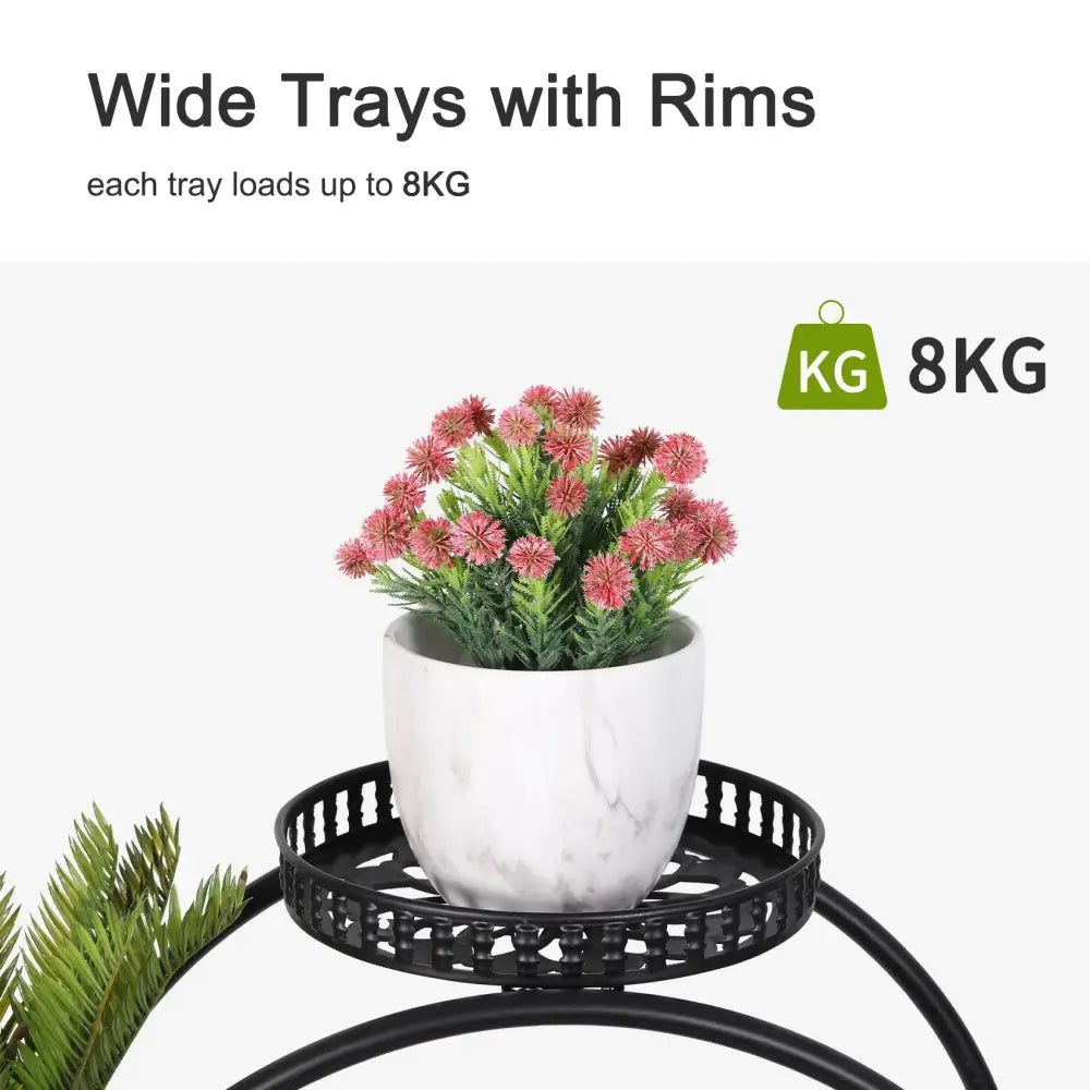 Modern black and red tiered plant stand shelf for living room