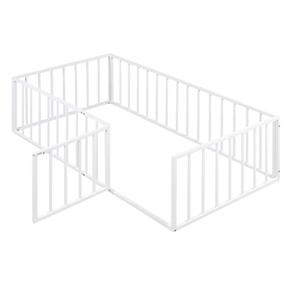 Metal Floor Bed Frame With Fence And Door