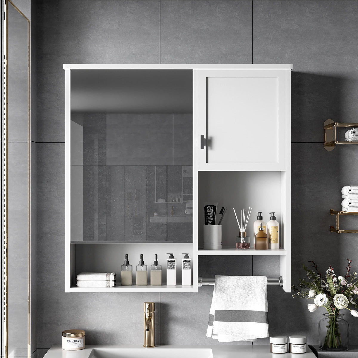Modern Wall Mounted Bathroom Medicine Cabinet, Bathroom Wall Storage Cabinet With Mirror