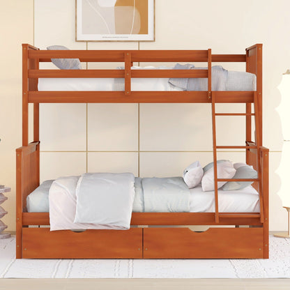 Bunk Bed With Ladders And 2 Storage Drawers