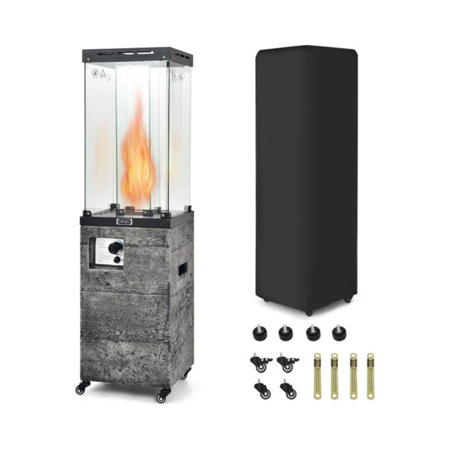 41K BTU Outdoor Propane Gas Patio Heater W/ Lockable Wheels (SAK98052)