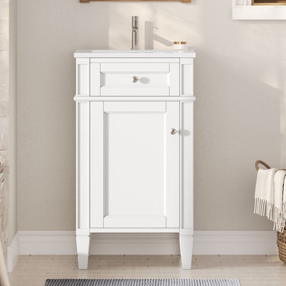 French Style Bathroom Vanity With Sink, Soft-Closing Door, Adjustable Shelf, Rectangular Design