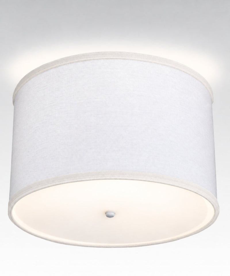 14"W Moderne Flush Mount Conversion Kit White Fabric Drum Lampshade