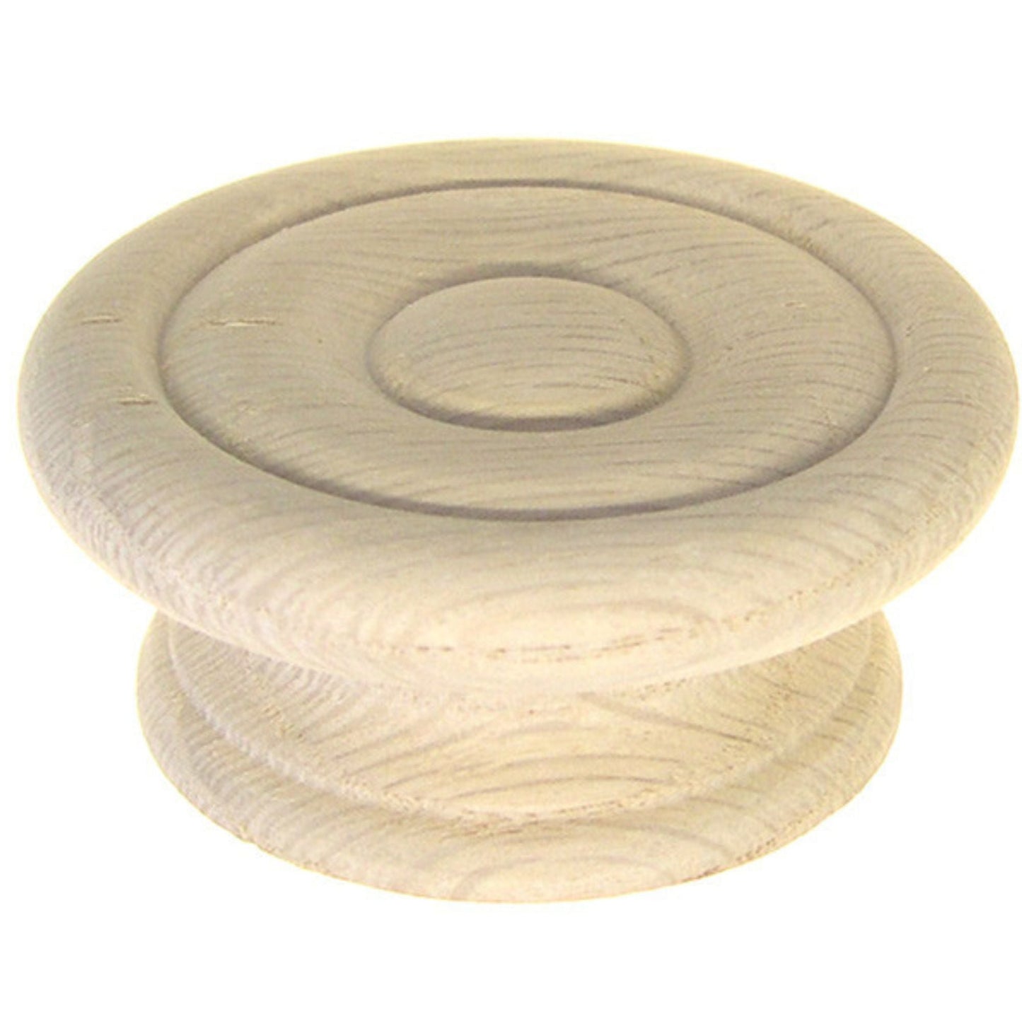 Round Oak Knob with Detailed Rings: Customizable Wooden Knob in Two Sizes