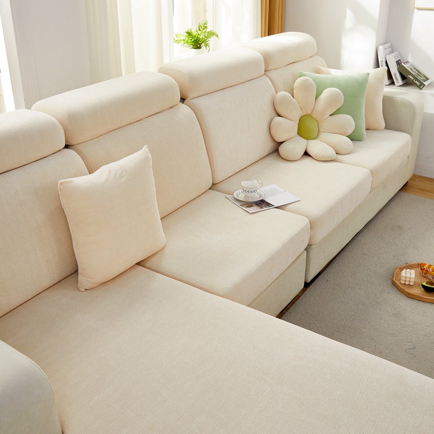 Chenille Cushion Covers for 1/2/3/4 Seater Sofas and L-shaped Couches, Furniture Covers for Pets
