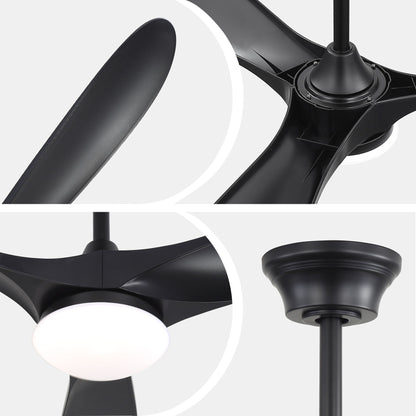 Smart Ceiling Fan With Lights, 3 Blades, Reversible Quiet DC Motor For Indoor