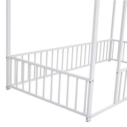 Metal Bed House Bed Frame With Fence