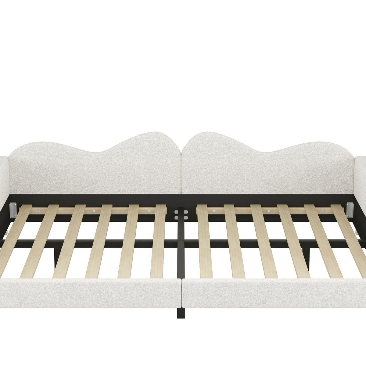 Upholstered Daybed, Sherpa Fabric Sofabed With Cloud-Shaped Backrest