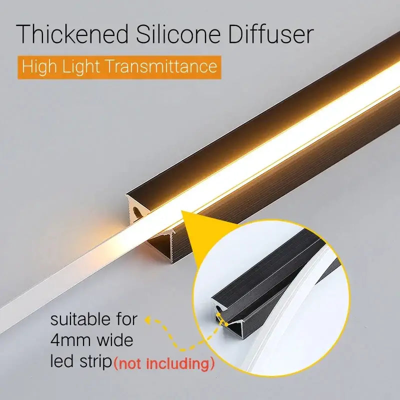 45 degree led aluminum profile corner trim kitchen backlight