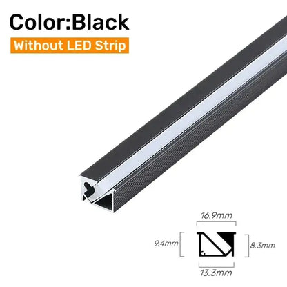 45 degree led aluminum profile corner trim kitchen backlight