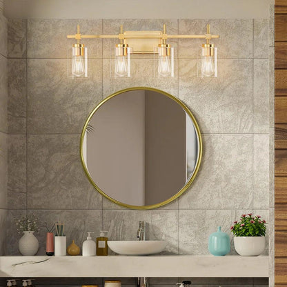 Jasper Black & Gold Clear Glass 4-Light Bathroom Vanity Light