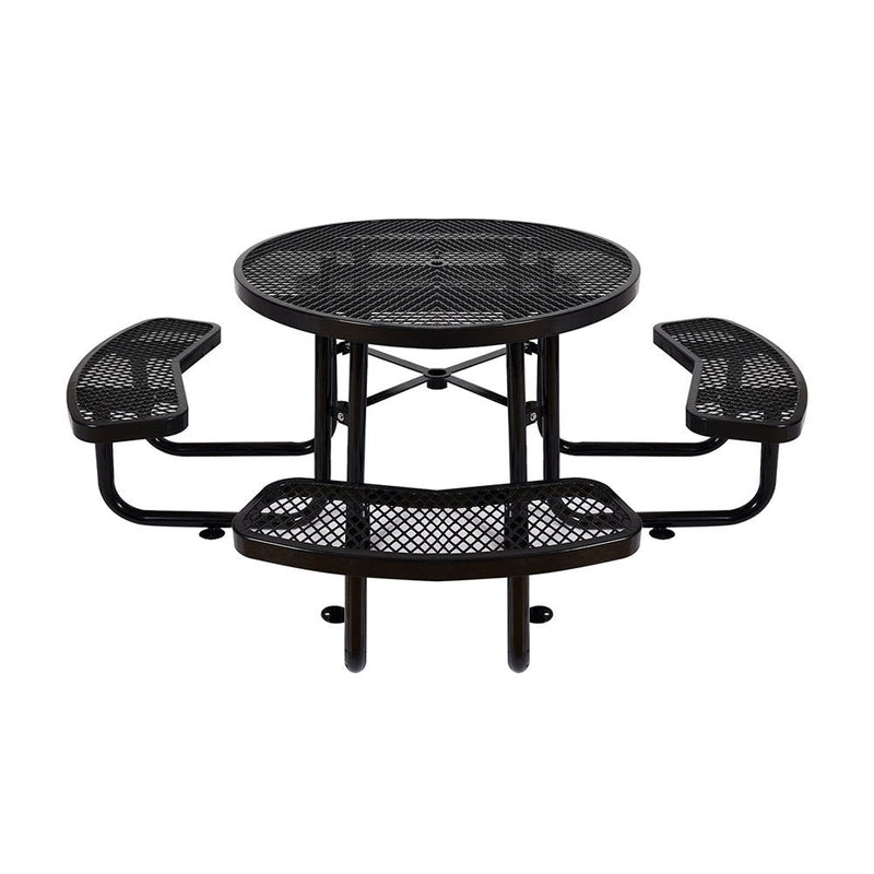 Large 46-Inch Heavy-Duty Round Outdoor Steel Picnic Table With Umbrella Hole (SAK96428)