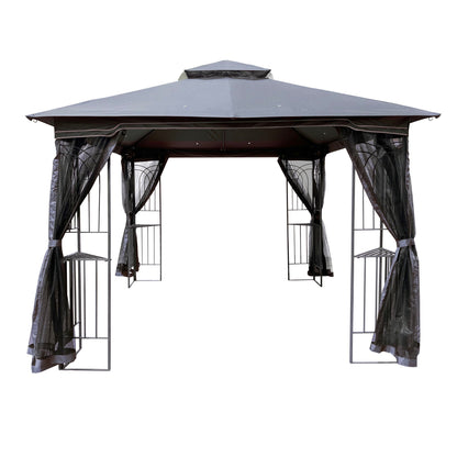 Patio Gazebo Tent With Ventilated Double Roof And Mosquito Net