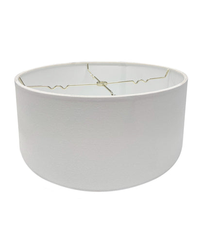 Hardback Shallow Drum Lampshade White Linen Fabric, 14x14x7