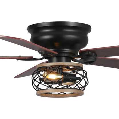 48" Antwerp Farmhouse Flush Mount Reversible Ceiling Fan with Lighting and Remote Control