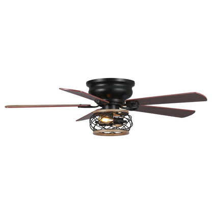 48" Antwerp Farmhouse Flush Mount Reversible Ceiling Fan with Lighting and Remote Control