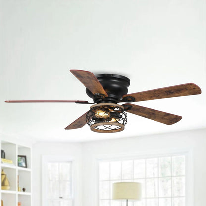 48" Antwerp Farmhouse Flush Mount Reversible Ceiling Fan with Lighting and Remote Control