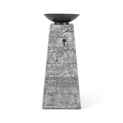 48-Inch Large Outdoor Propane Fire Bowl Column With Cover & Lava Rocks (SAK70938)