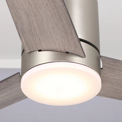 48" Satin Nickel Flush Mount Low Profile Ceiling Fan with LED Lighting