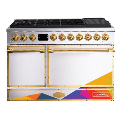 48“ Freestanding Custom Gas Range with 8 Sealed Burners Cooktop, Rapid Convection Oven, Natural Gas/LP Convertible - AK-G48N05A-3