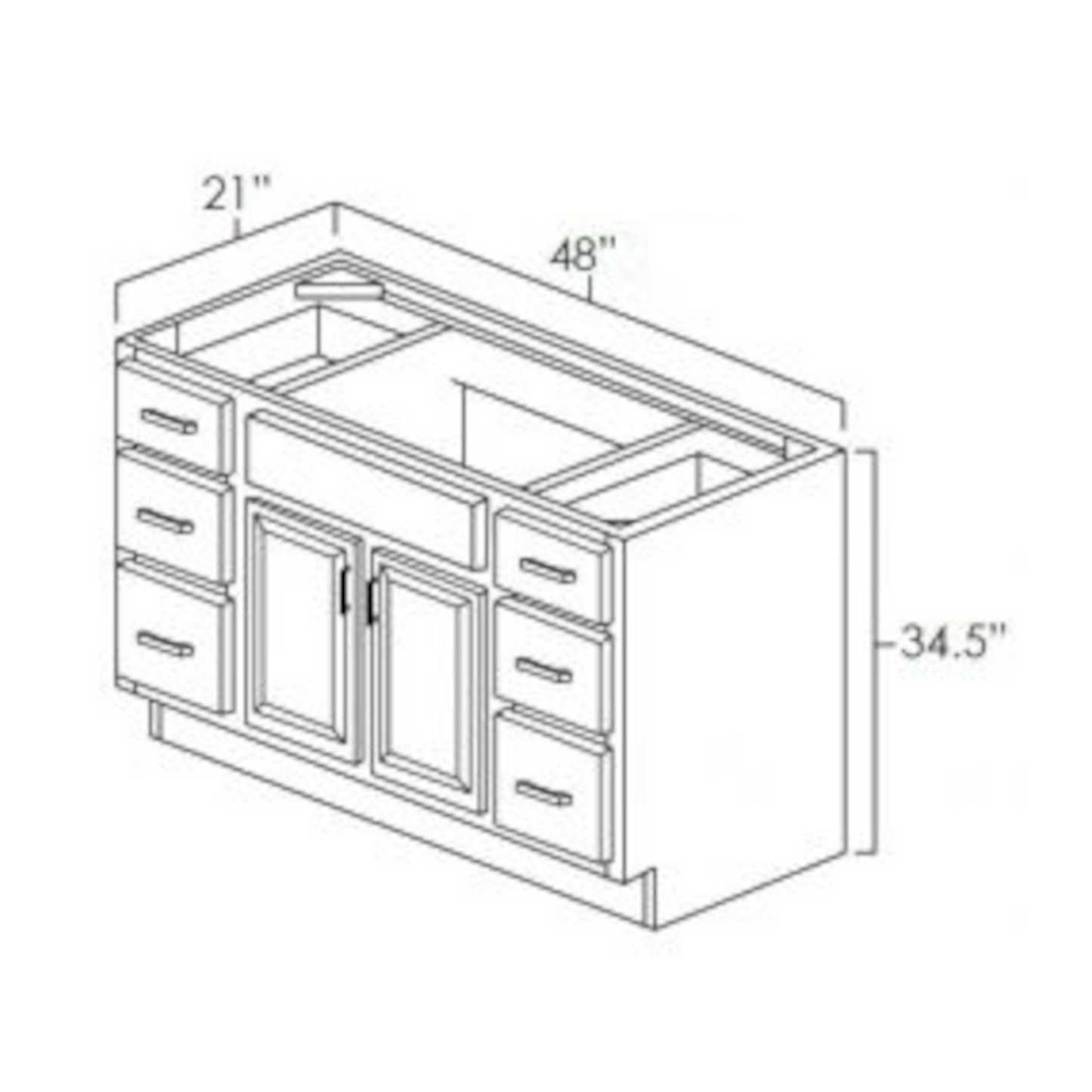 48 Inch Hickory Shaker Single Sink Bathroom Vanity with Drawers