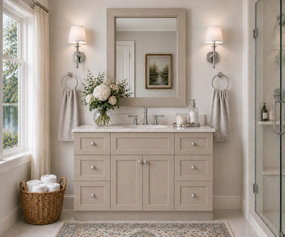 48 Inch Greige Stained Bathroom Vanity Combo w/ Drawers
