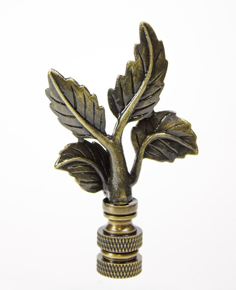 Leaves Lamp Finial Antique Brass Metal 3"h