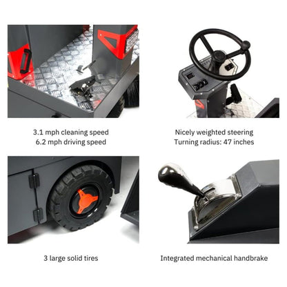 49-Inch Heavy-Duty Electric Industrial Ride-On Floor Sweeper With Dust Bin, 1400W (SAK18436)