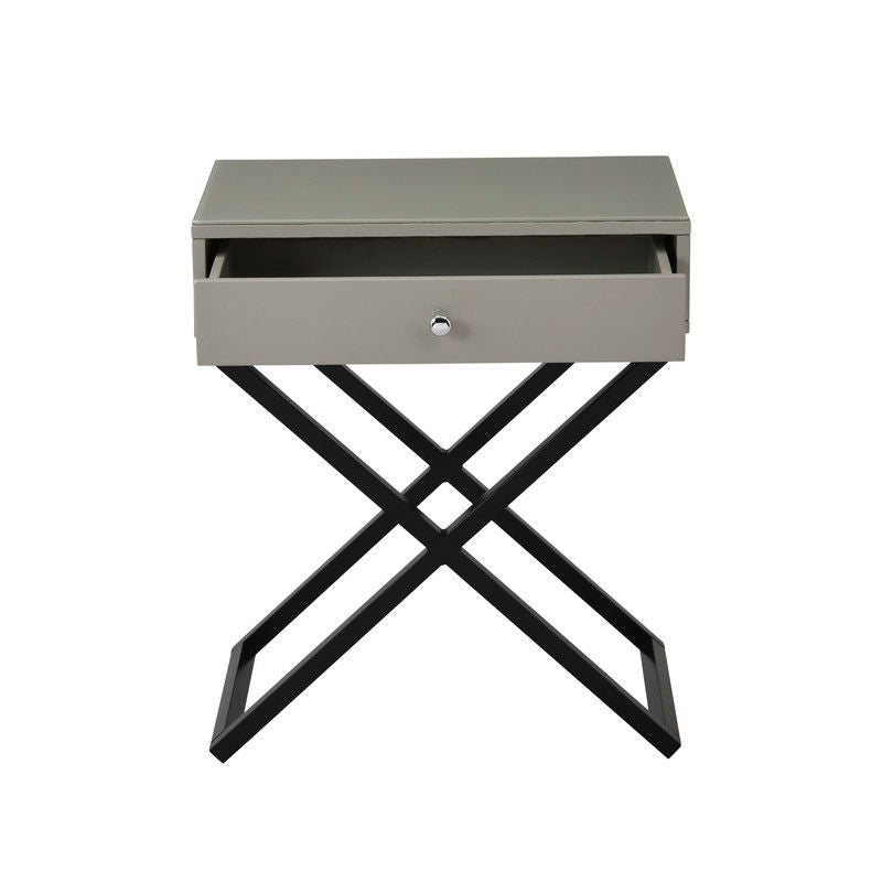 Koda - End Side Table Nightstand, Drawer And Cross Base