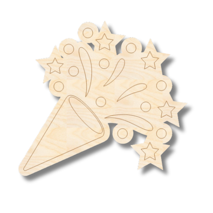 Unfinished Wood Etched Confetti Shape | Paint By Line Crafts | up to 30" DIY