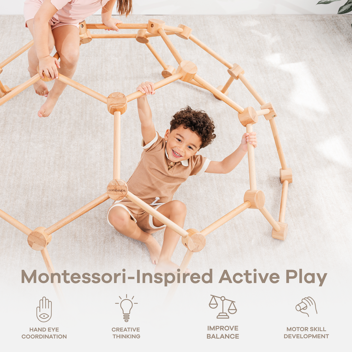 Wooden Climber for Kids in Natural Wood