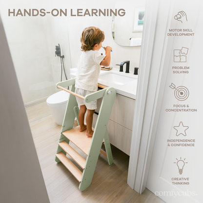 Kids Step Stool for Ages 3+ in Sage