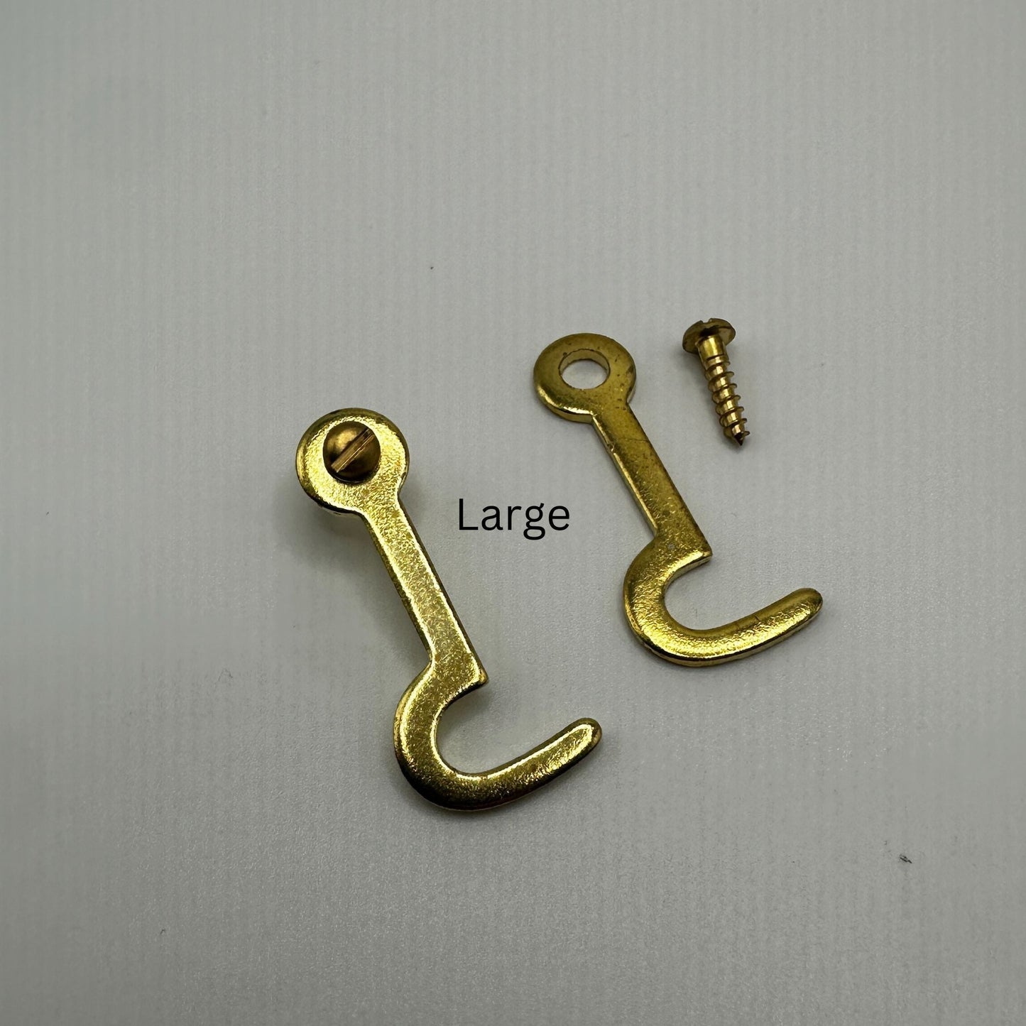 Brass Latch Hook Brass-Plated Stamped Steel, Available in Medium and Large Sizes