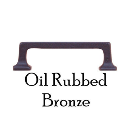 Small Mission Style Handle Solid Brass with Straight Lines & Square Bases Available in Brass, Nickel, and Oil Rubbed Bronze