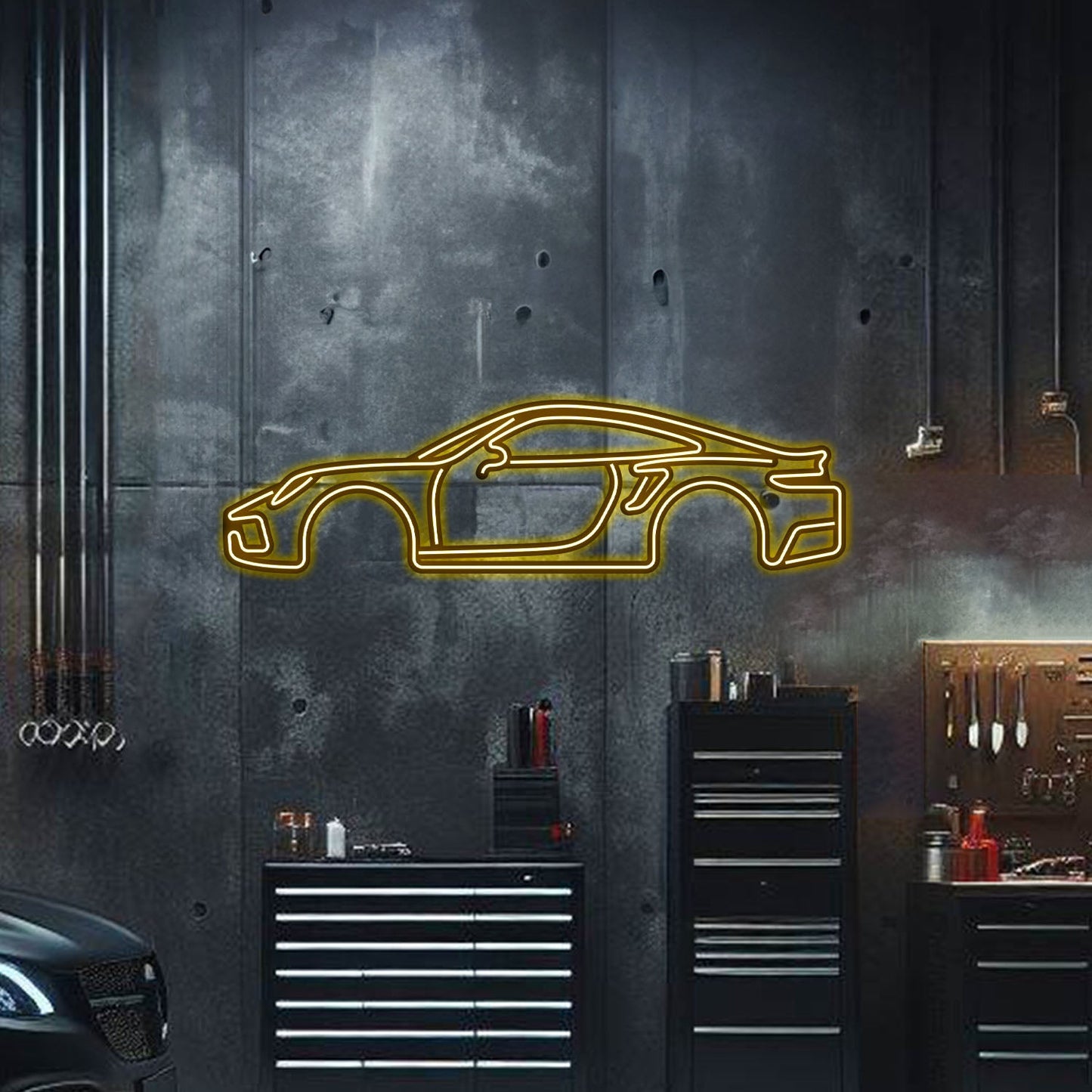 911 Turbo Model S Metal Neon Car Wall Art - MTN0042