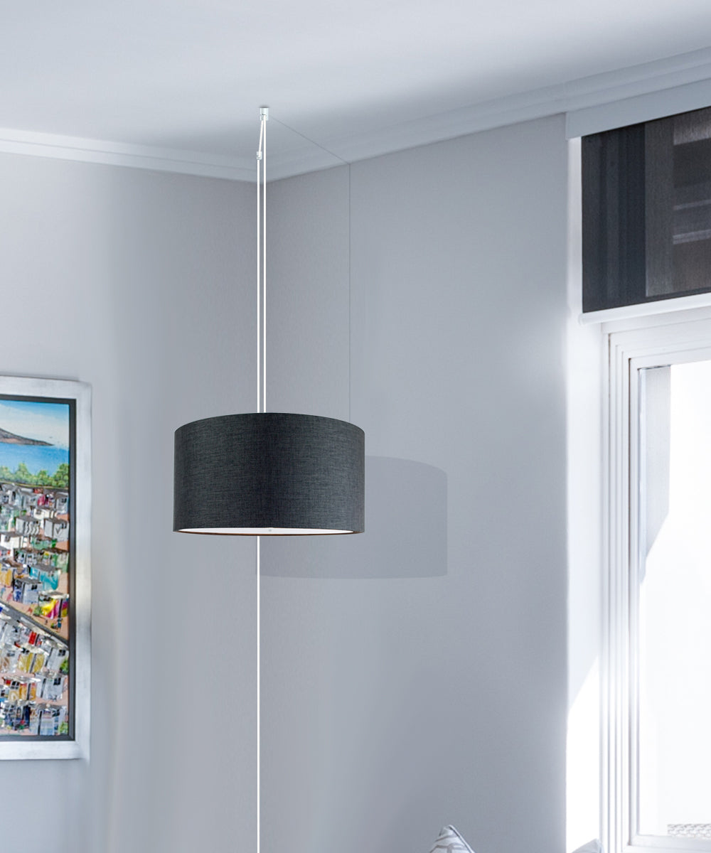 16"W 2 Light Swag Plug-In Pendant  Granite Gray with Diffuser White Cord