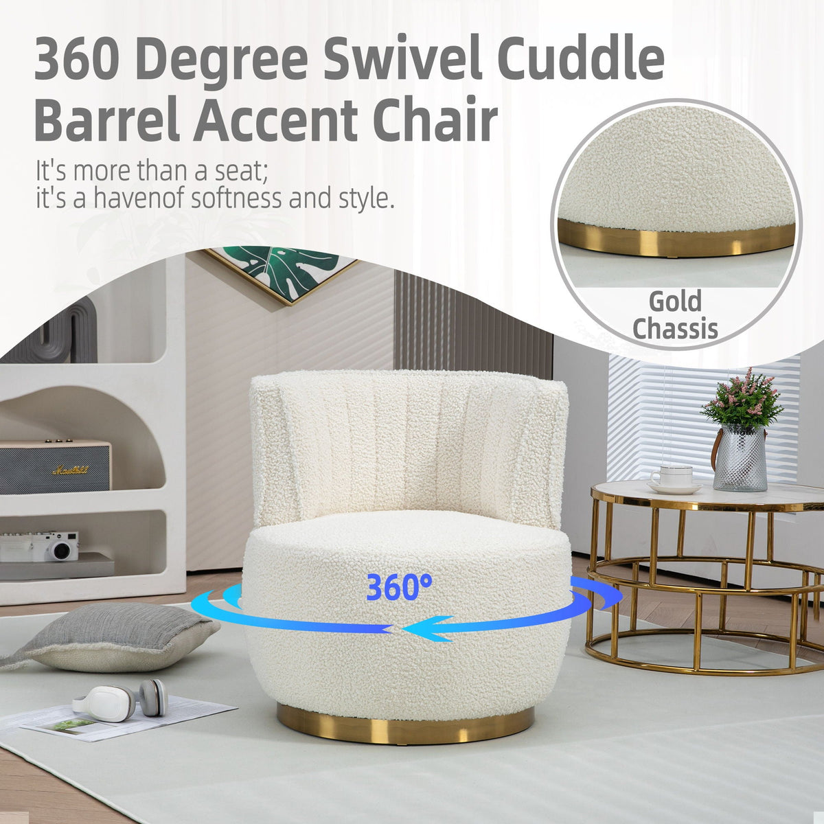 360 Degree Swivel Cuddle Barrel Accent Sofa Chair