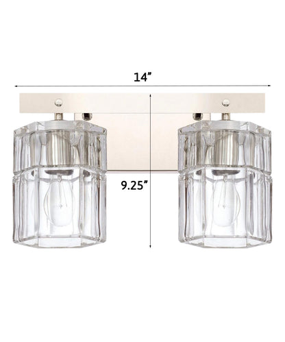 14"W Sloane 2-Light Vanity Polished Nickel with Clear Grooved Glass