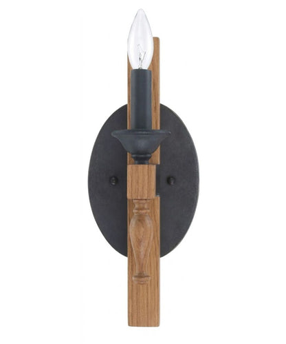 Glenwood 5"W 1-Light Aged Bronze and Distressed Oak Finish Wall Sconce Light Fixture