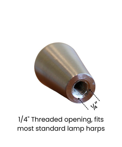 Tapered Cone Modern Lamp Finial Polished Nickel, 1.25"h