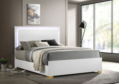 Marceline Wood Eastern King LED Panel Bed White