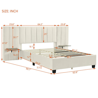 Upholstered Platform Bed With Big Headboard