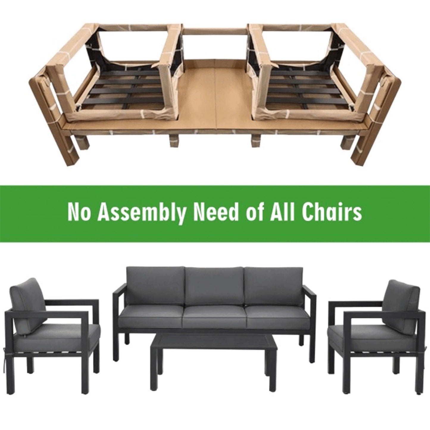 Premium Outdoor Aluminum Furniture Set For Backyard & Poolside, 4PCS (SAK73532)