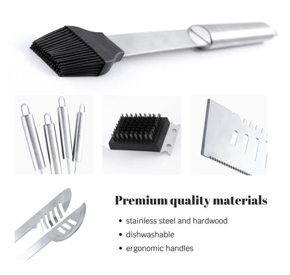 “Denver" Camping Accessories BBQ Tools Set  in a Fabric Case, 17 items