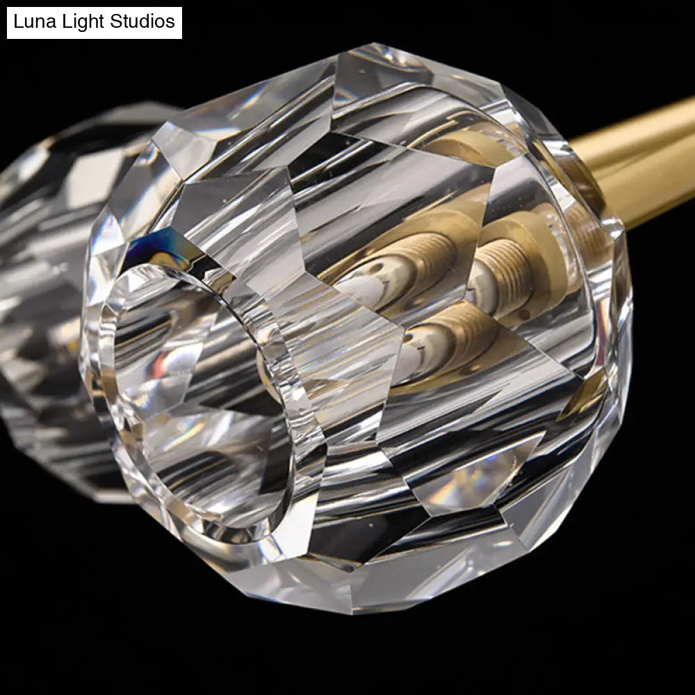 DecorBites™ 5-Head Linear Crystal Ball Pendant Light in Gold - Elegant Dining Room Ceiling Fixture
