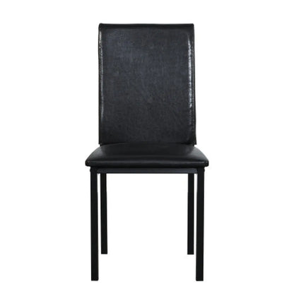 5-Piece Black Dining Table Set with Marble Style Top