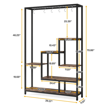 DecorBites™ 5-Tier Tall Metal Plant Stand with Hanging Hooks