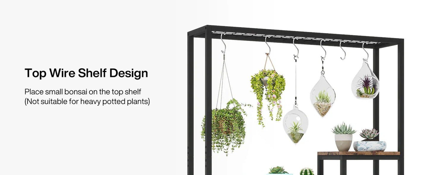 DecorBites™ 5-Tier Tall Metal Plant Stand with Hanging Hooks