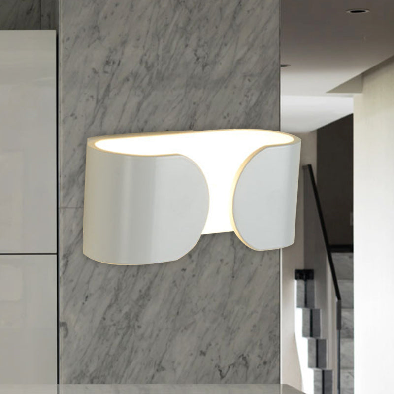 DecorBites™ Modern White LED Wall Sconce with Curved Rectangle Design and Warm Light